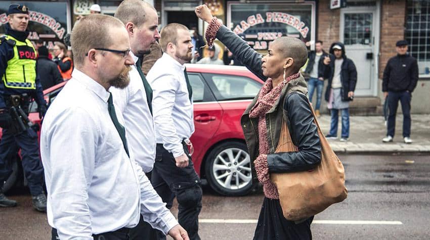 Sweden Woman and Neonazis